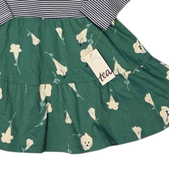 NWT Tea Collection Girl's 7 Cotton Tiered Twirl Dress Stripes Floral Mixed Print - Picture 5 of 5